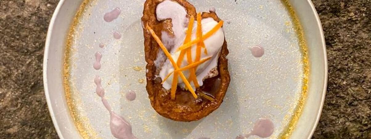 Rabanadas with red wine sorbet